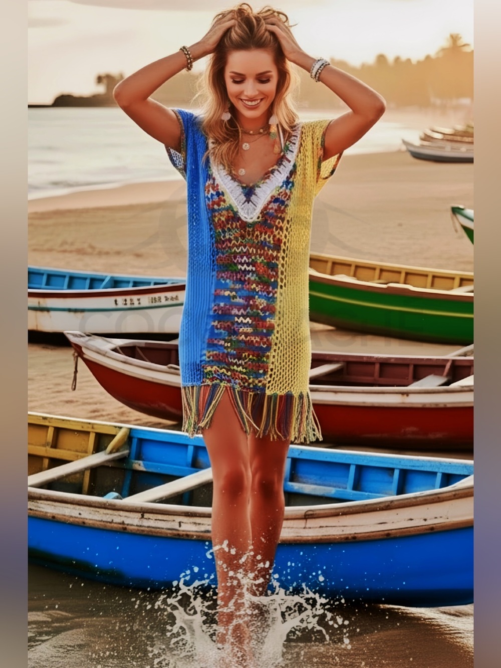 Multicolor Tunic Swimsuit Coverup - Picture 5 of 11